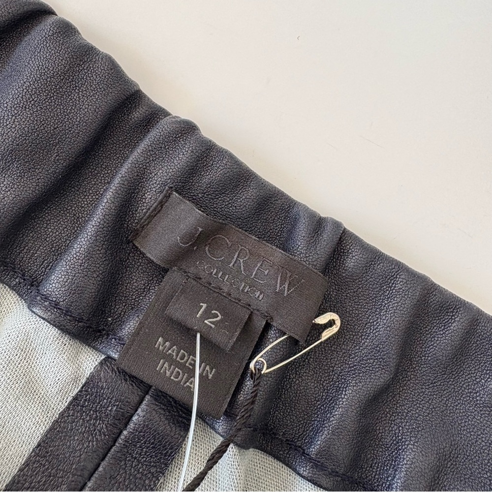 J. Crew Collection || Genuine Leather Pull On Skinny Pants Leggings Navy Blue 12 - Picture 6 of 8